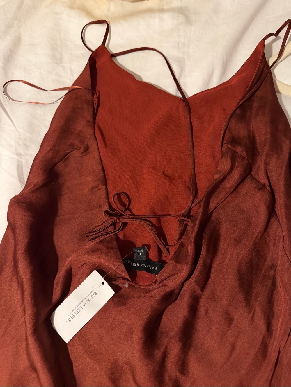 Banana Republic Burgundy Satin Slip Midi Dress with Cross Back - Picture 2 of 2